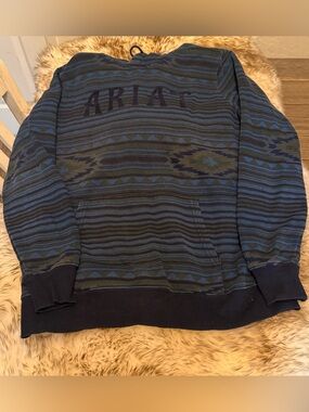 Ariat Women’s M Navy & Olive Patterned Hoodie Sweater